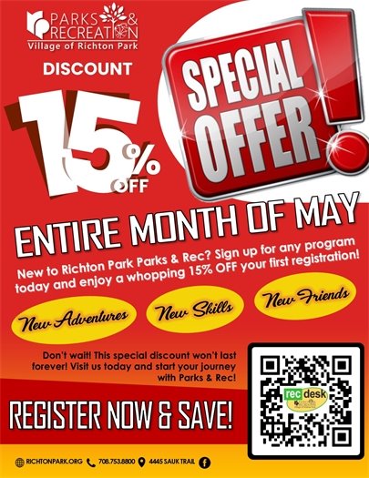 May 15% discount promotion